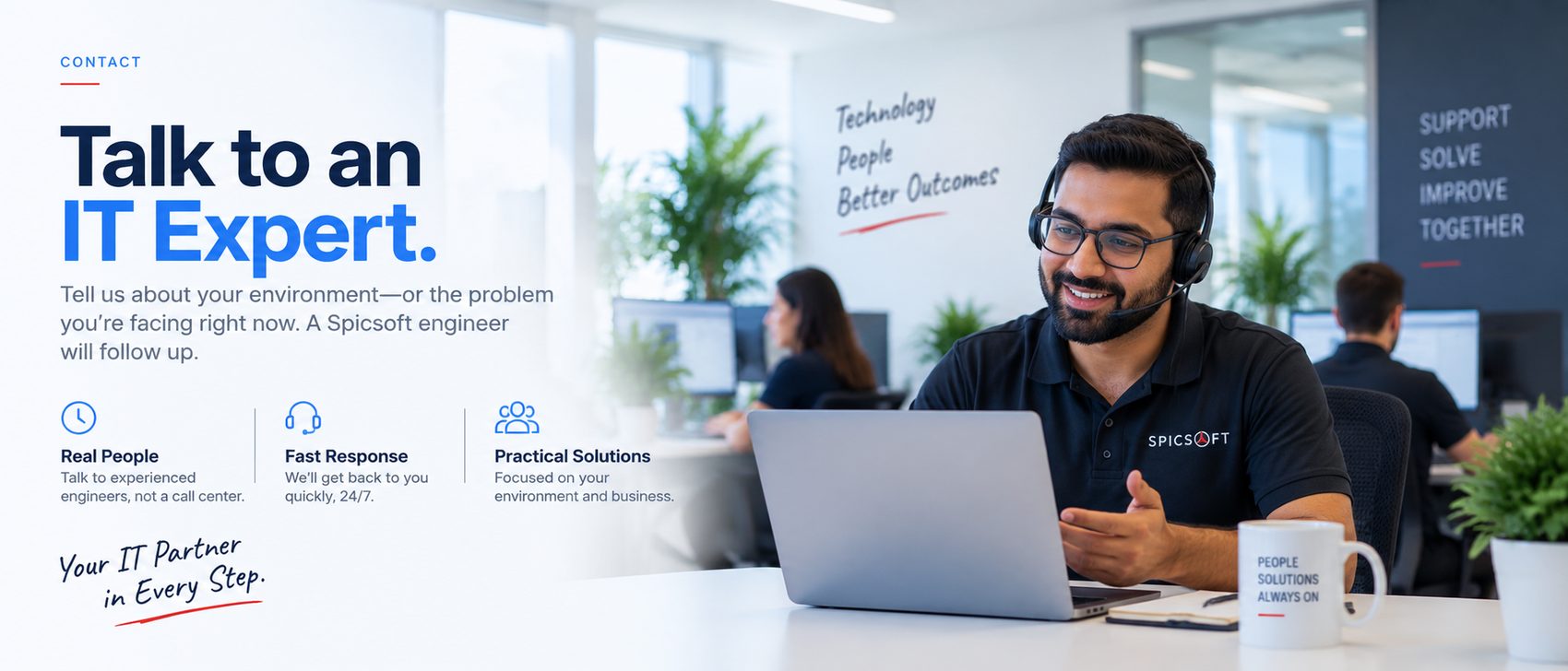 A Spicsoft engineer on a support call